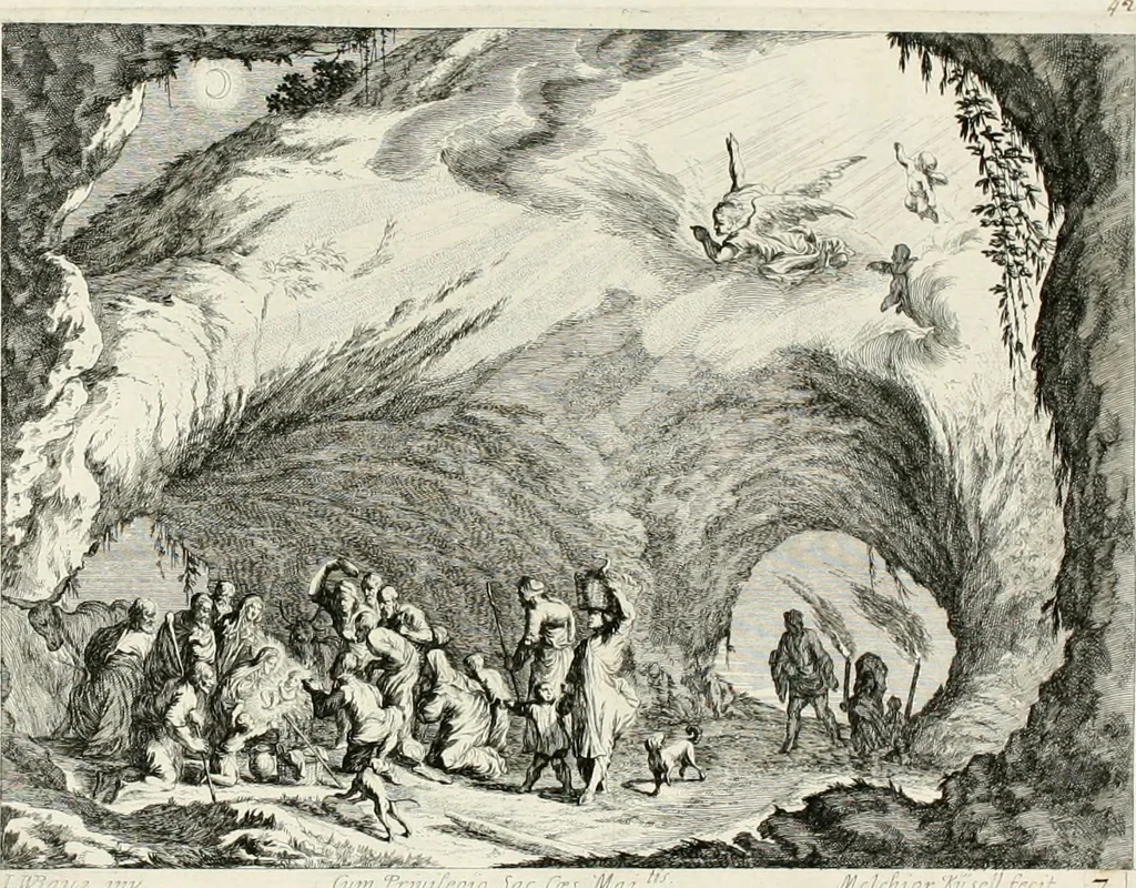 An illustration from Ioannis Guilielmi Baurn Iconographia : complectens In se passionem, miracula, vitam Christi universam : nec non, prospectus rarissimorum portuum, palatiorum, hortorum, historiarum, aliarumq[ue] rerum, quae per Italiam spectatu sunt dignae, 1671, leaf 51