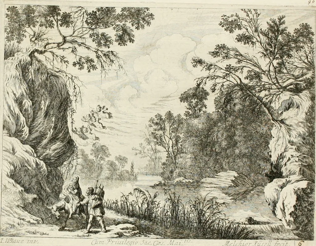 An illustration from Ioannis Guilielmi Baurn Iconographia : complectens In se passionem, miracula, vitam Christi universam : nec non, prospectus rarissimorum portuum, palatiorum, hortorum, historiarum, aliarumq[ue] rerum, quae per Italiam spectatu sunt dignae, 1671, leaf 55