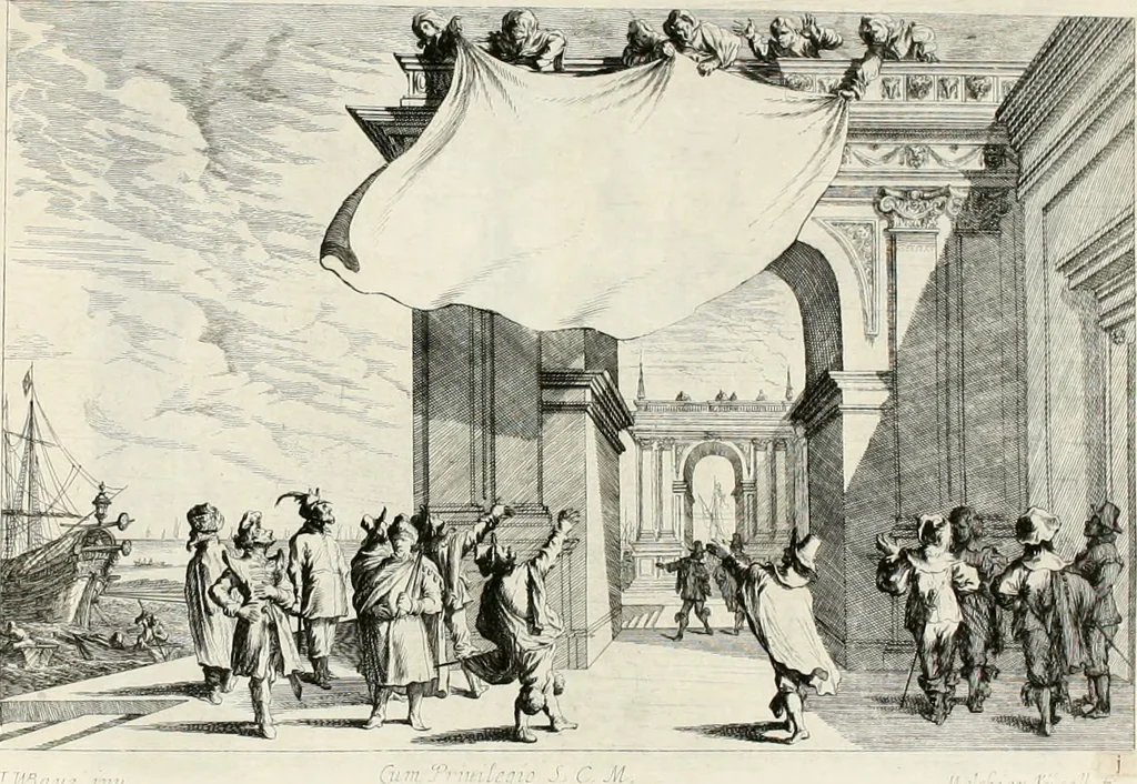 An illustration from Ioannis Guilielmi Baurn Iconographia : complectens In se passionem, miracula, vitam Christi universam : nec non, prospectus rarissimorum portuum, palatiorum, hortorum, historiarum, aliarumq[ue] rerum, quae per Italiam spectatu sunt dignae, 1671, leaf 68