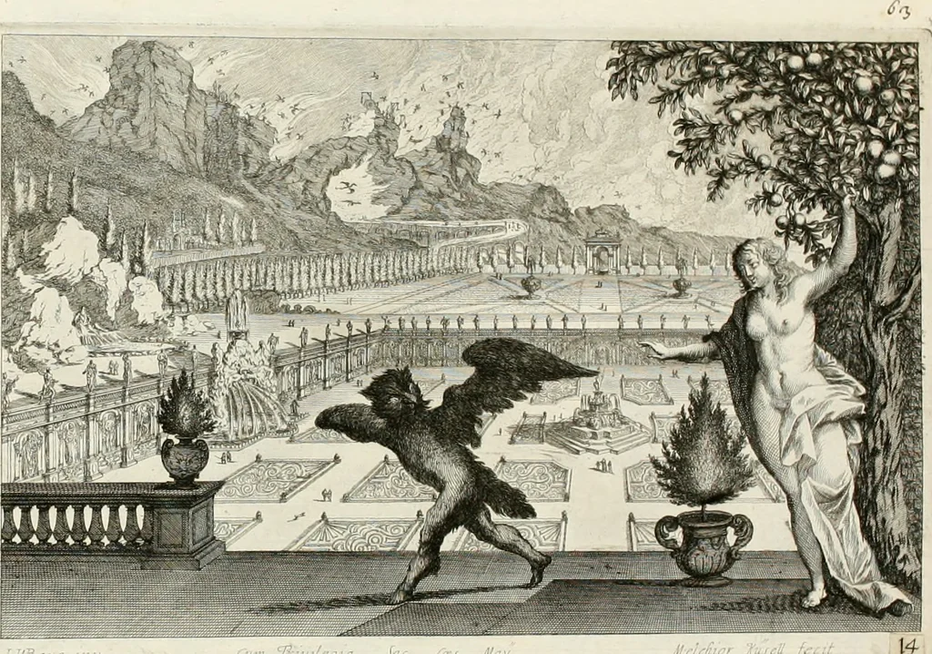 An illustration from Ioannis Guilielmi Baurn Iconographia : complectens In se passionem, miracula, vitam Christi universam : nec non, prospectus rarissimorum portuum, palatiorum, hortorum, historiarum, aliarumq[ue] rerum, quae per Italiam spectatu sunt dignae, 1671, leaf 76