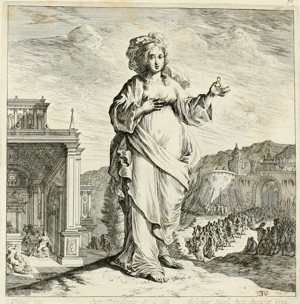 An illustration from Ioannis Guilielmi Baurn Iconographia : complectens In se passionem, miracula, vitam Christi universam : nec non, prospectus rarissimorum portuum, palatiorum, hortorum, historiarum, aliarumq[ue] rerum, quae per Italiam spectatu sunt dignae, 1671, leaf 83