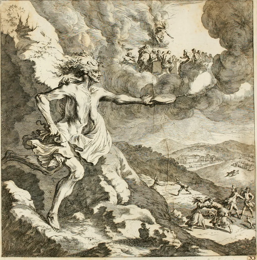 An illustration from Ioannis Guilielmi Baurn Iconographia : complectens In se passionem, miracula, vitam Christi universam : nec non, prospectus rarissimorum portuum, palatiorum, hortorum, historiarum, aliarumq[ue] rerum, quae per Italiam spectatu sunt dignae, 1671, leaf 88