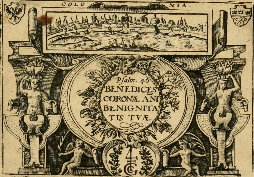 An illustration from Ioannis Medinae Tractatus vtilissimi: de rerum dominio, earum restitutione, & reliquis contractibus, 1607, leaf 4