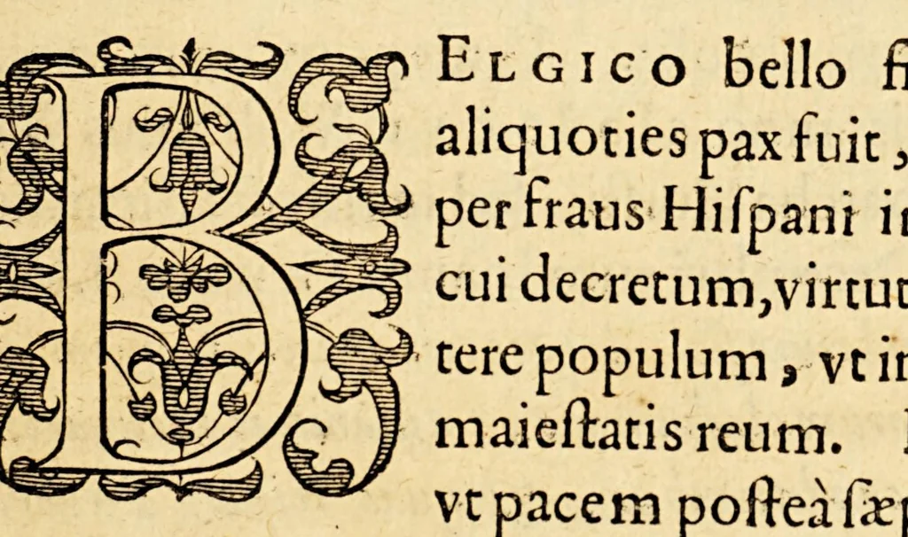 An illustration from Ioannis MeursI Rerum Belgicarum libri quatuor. : In quibus Ferdinandi Albani Sexennium, belli Belgici principium. Additur quintus, seorsim anteà excusus, in quo induciarum historia ; et eiusdem belli finis, 1614, leaf 275