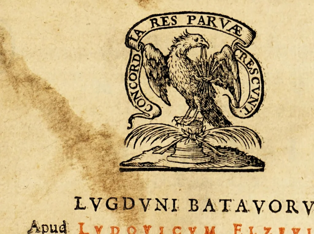 An illustration from Ioannis MeursI Rerum Belgicarum libri quatuor. : In quibus Ferdinandi Albani Sexennium, belli Belgici principium. Additur quintus, seorsim anteà excusus, in quo induciarum historia ; et eiusdem belli finis, 1614, leaf 5