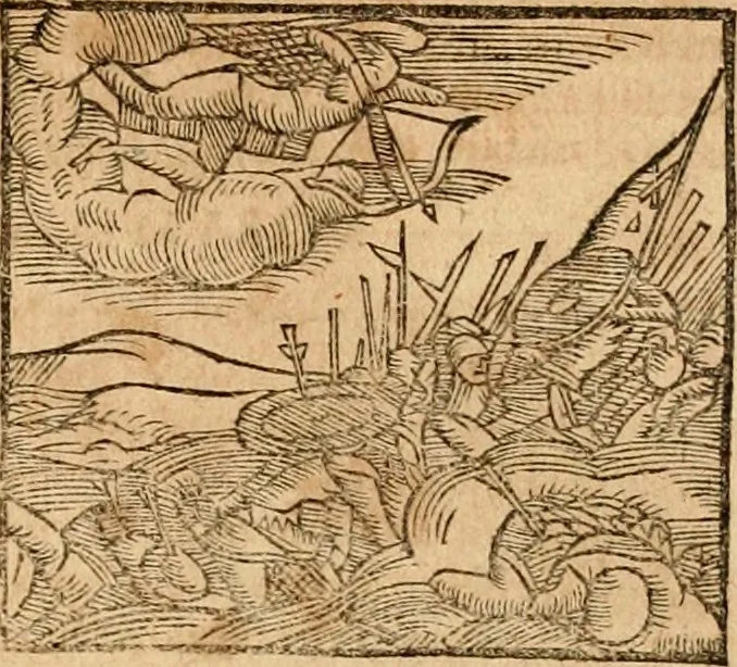 An illustration from Ioannis Pierii Valeriani Bellvnensis Hieroglyphica, sive, De sacris Ægyptiorvm aliarumq gentium literis commentariorum libri LVIII : cum duobus alijs ab eruditissimo viro annexis : accesserunt loco auctarij, Hieroglyphicorum collectanea, ex veteribus & recentioribus auctoribus descripta, & in sex libros digesta : Horapollinis item hieroglyphicorum libri duo, ex postrema Dauidis Hschelij correctione : prætereà eiusdem Pierij declamatiuncula pro barbis sacerdotum, & reliqua opuscula siue poemata omnia, 1614, leaf 194