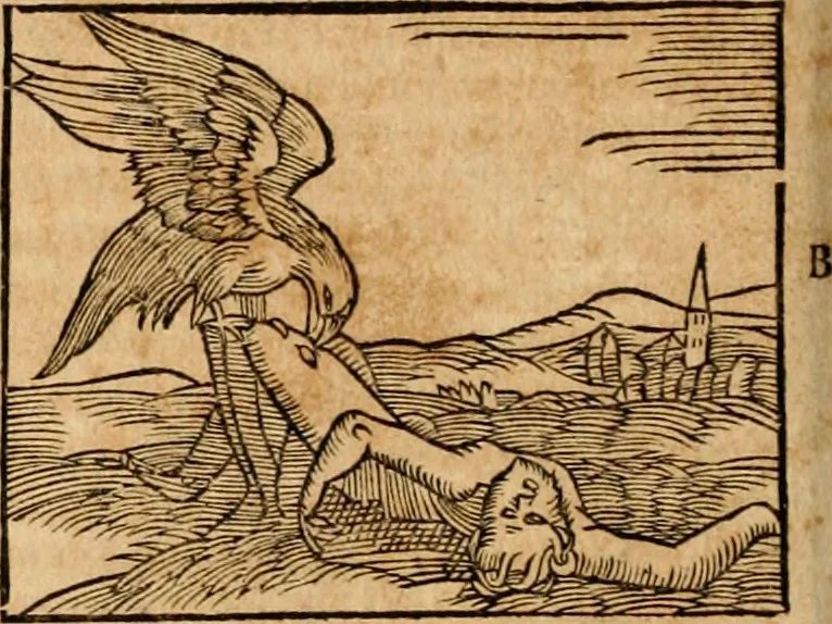 An illustration from Ioannis Pierii Valeriani Bellvnensis Hieroglyphica, sive, De sacris Ægyptiorvm aliarumq gentium literis commentariorum libri LVIII : cum duobus alijs ab eruditissimo viro annexis : accesserunt loco auctarij, Hieroglyphicorum collectanea, ex veteribus & recentioribus auctoribus descripta, & in sex libros digesta : Horapollinis item hieroglyphicorum libri duo, ex postrema Dauidis Hschelij correctione : prætereà eiusdem Pierij declamatiuncula pro barbis sacerdotum, & reliqua opuscula siue poemata omnia, 1614, leaf 283