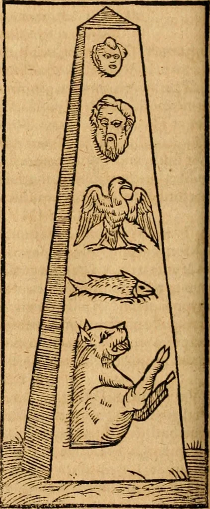 An illustration from Ioannis Pierii Valeriani Bellvnensis Hieroglyphica, sive, De sacris Ægyptiorvm aliarumq gentium literis commentariorum libri LVIII : cum duobus alijs ab eruditissimo viro annexis : accesserunt loco auctarij, Hieroglyphicorum collectanea, ex veteribus & recentioribus auctoribus descripta, & in sex libros digesta : Horapollinis item hieroglyphicorum libri duo, ex postrema Dauidis Hschelij correctione : prætereà eiusdem Pierij declamatiuncula pro barbis sacerdotum, & reliqua opuscula siue poemata omnia, 1614, leaf 431