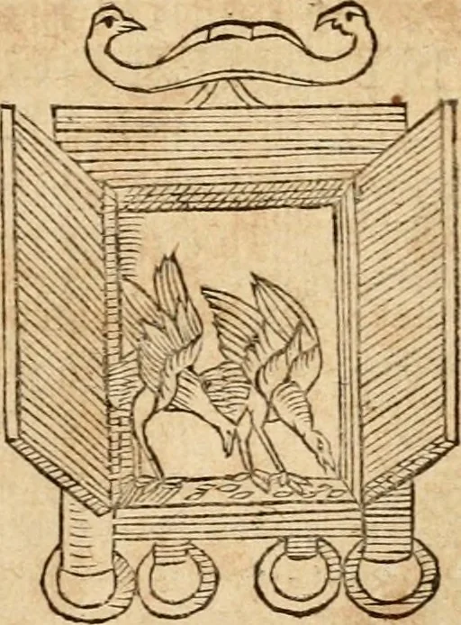 An illustration from Ioannis Pierii Valeriani Bellvnensis Hieroglyphica, sive, De sacris Ægyptiorvm aliarumq gentium literis commentariorum libri LVIII : cum duobus alijs ab eruditissimo viro annexis : accesserunt loco auctarij, Hieroglyphicorum collectanea, ex veteribus & recentioribus auctoribus descripta, & in sex libros digesta : Horapollinis item hieroglyphicorum libri duo, ex postrema Dauidis Hschelij correctione : prætereà eiusdem Pierij declamatiuncula pro barbis sacerdotum, & reliqua opuscula siue poemata omnia, 1614, leaf 604
