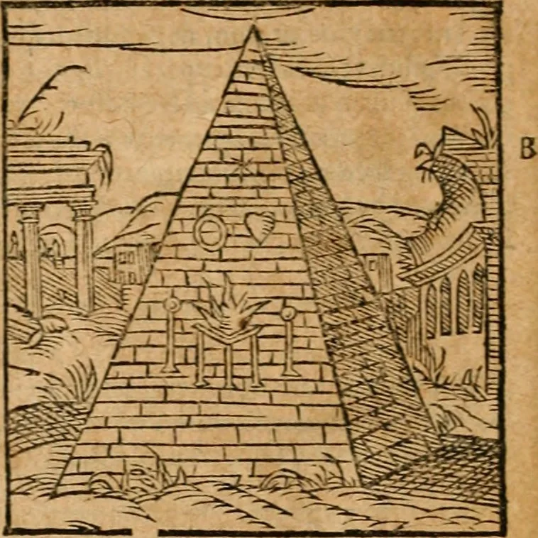 An illustration from Ioannis Pierii Valeriani Bellvnensis Hieroglyphica, sive, De sacris Ægyptiorvm aliarumq gentium literis commentariorum libri LVIII : cum duobus alijs ab eruditissimo viro annexis : accesserunt loco auctarij, Hieroglyphicorum collectanea, ex veteribus & recentioribus auctoribus descripta, & in sex libros digesta : Horapollinis item hieroglyphicorum libri duo, ex postrema Dauidis Hschelij correctione : prætereà eiusdem Pierij declamatiuncula pro barbis sacerdotum, & reliqua opuscula siue poemata omnia, 1614, leaf 817