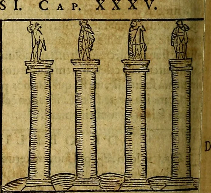 An illustration from Ioannis Pierii Valeriani Bellvnesis Hieroglyphica, sive De sacris Aegypticrvm aliarumq[ue] gentium literis, commentariorum libri LVIII cum duobus alijs ab eruditissimo viro annexis. Accesserunt loco auctarij, Hieroglyphicorum collectanea, ex veteribus & recentioribus auctoribus descripta, & in sex libros digesta. Horapollinis item hieroglyphicorum libri duo, ex postrema Dauidis Hoeschelij correctione. Praetereà eiusdem Pierij declamatiuncula Pro barbis sacerdotum, & reliqua opuscula siue Poemata omnia, 1614, leaf 689