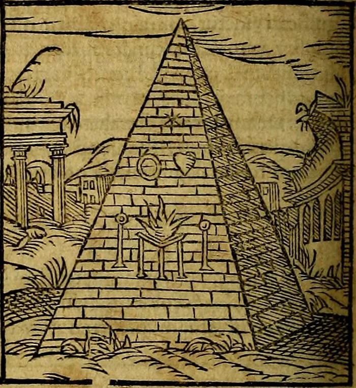 An illustration from Ioannis Pierii Valeriani Bellvnesis Hieroglyphica, sive De sacris Aegypticrvm aliarumq[ue] gentium literis, commentariorum libri LVIII cum duobus alijs ab eruditissimo viro annexis. Accesserunt loco auctarij, Hieroglyphicorum collectanea, ex veteribus & recentioribus auctoribus descripta, & in sex libros digesta. Horapollinis item hieroglyphicorum libri duo, ex postrema Dauidis Hoeschelij correctione. Praetereà eiusdem Pierij declamatiuncula Pro barbis sacerdotum, & reliqua opuscula siue Poemata omnia, 1614, leaf 817