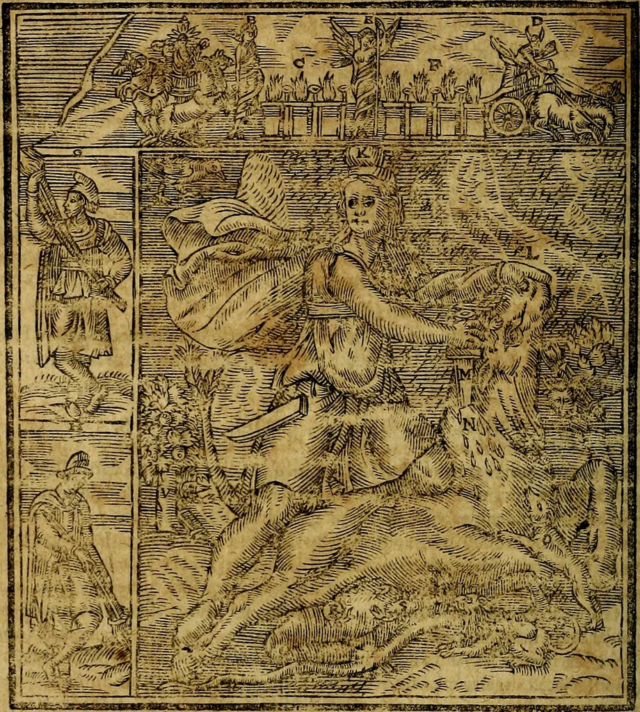 An illustration from Ioannis Pierii Valeriani Bellvnesis Hieroglyphica, sive De sacris Aegypticrvm aliarumq[ue] gentium literis, commentariorum libri LVIII cum duobus alijs ab eruditissimo viro annexis. Accesserunt loco auctarij, Hieroglyphicorum collectanea, ex veteribus & recentioribus auctoribus descripta, & in sex libros digesta. Horapollinis item hieroglyphicorum libri duo, ex postrema Dauidis Hoeschelij correctione. Praetereà eiusdem Pierij declamatiuncula Pro barbis sacerdotum, & reliqua opuscula siue Poemata omnia, 1614, leaf 903