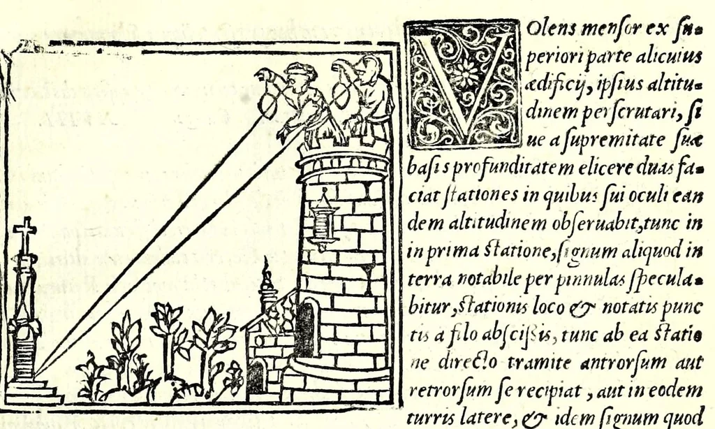 An illustration from Ioannis Taisnier Hannonij De vsu annuli sphaerici libri tres : in quibus quicquid ad geometriae perfectionem requiritur continetur, 1550, leaf 23