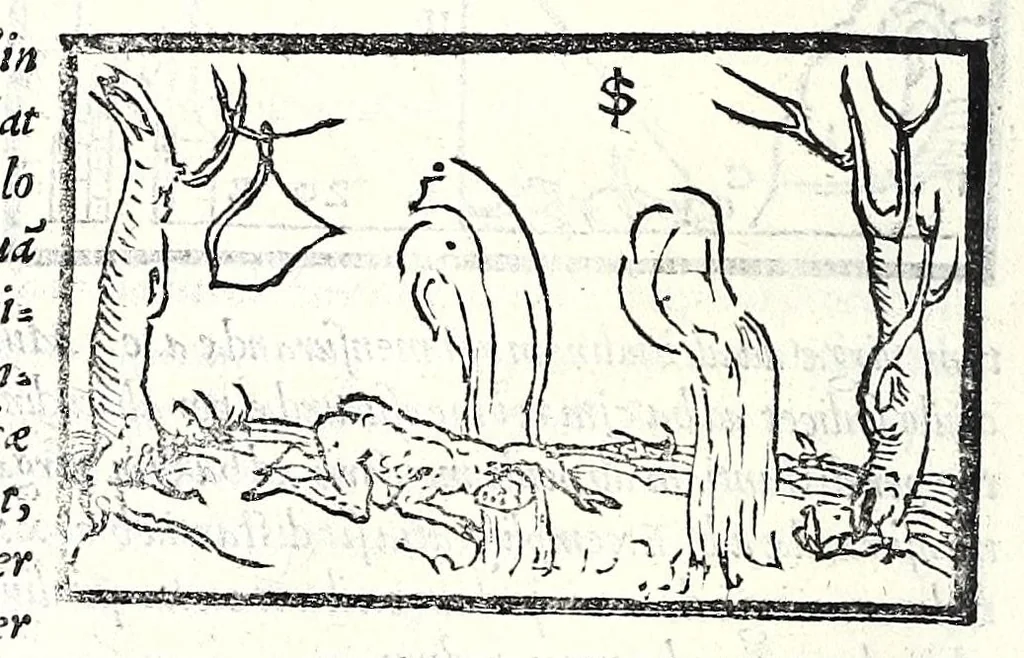 An illustration from Ioannis Taisnier Hannonij De vsu annuli sphaerici libri tres : in quibus quicquid ad geometriae perfectionem requiritur continetur, 1550, leaf 38