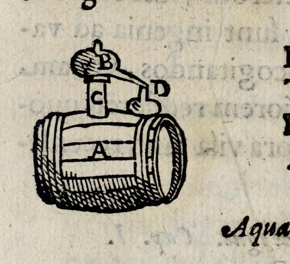 An illustration from Io. Bap. Portae Neapolitani De distillatione lib. IX : quibus certa methodo, multipliciq[ue] artificio, penitioribus naturae arcanis detectis, cuiuslibet mixti in propria elementa resolutio, perfectè docetur, 1608, leaf 152