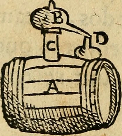 An illustration from Io. Bap. Portae Neopolitani de distillatione lib. IX : quibus certa methodo, multipliciq[ue] artificio, penitioribus naturae arcanis detectis, cuius libet mixti in propria elementa resolutio, perfectè docetur, 1608, leaf 153