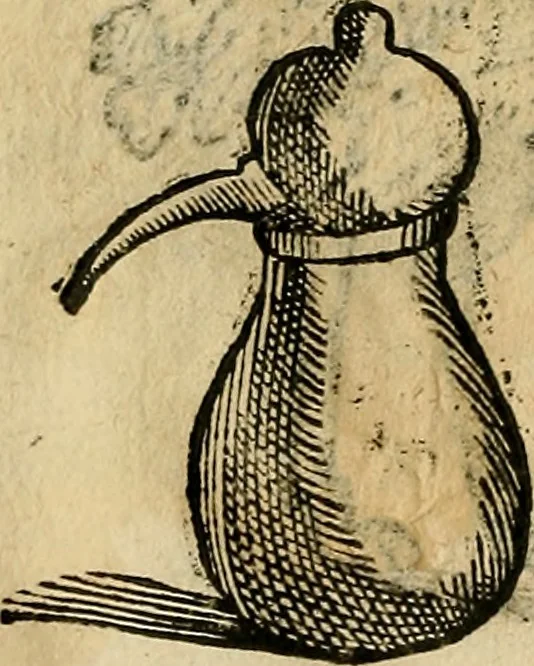 An illustration from Io. Bap. Portae Neopolitani de distillatione lib. IX : quibus certa methodo, multipliciq[ue] artificio, penitioribus naturae arcanis detectis, cuius libet mixti in propria elementa resolutio, perfectè docetur, 1608, leaf 63