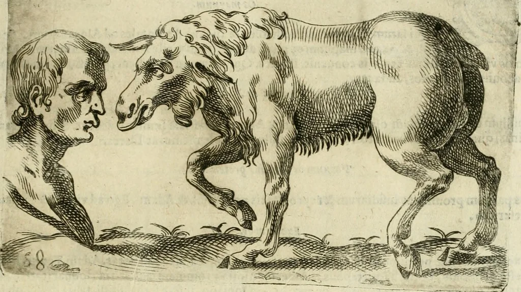 An illustration from Io. Batis. Portae Neap. De humana physiognomia li. VI : in quibus docetur quom[odo] animi propentes naturalibus remediis compesci possint, 1602, leaf 96