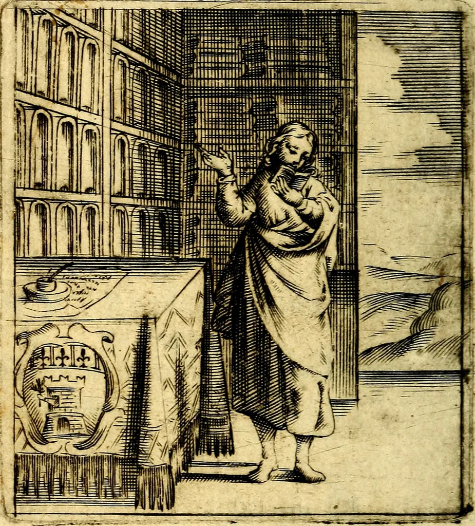An illustration from Io: Francisci Bonomij Bononiensis Chiron Achillis, siue, Nauarchus humanæ uitæ : morali emblemate geminato ad felicitatis portum perducens, 1661, leaf 137