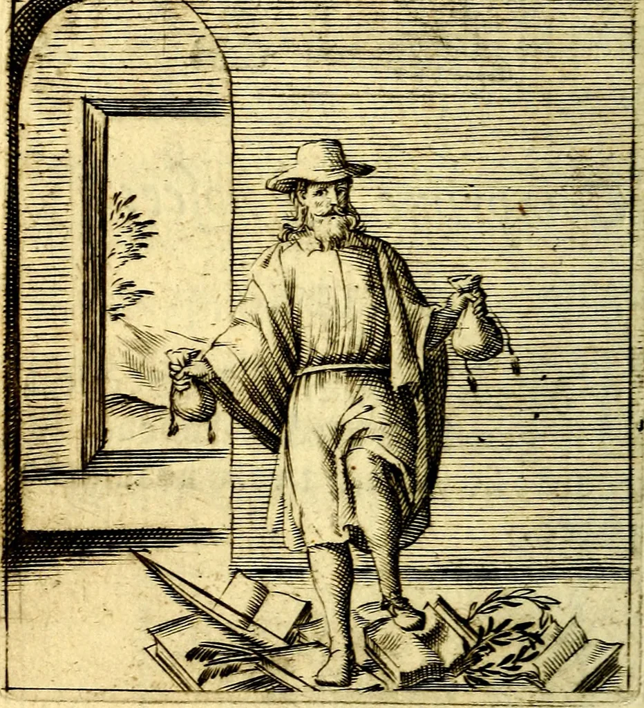 An illustration from Io: Francisci Bonomij Bononiensis Chiron Achillis, siue, Nauarchus humanæ uitæ : morali emblemate geminato ad felicitatis portum perducens, 1661, leaf 221