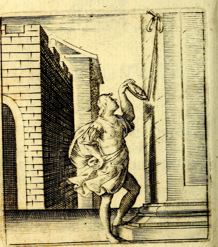 An illustration from Io: Francisci Bonomij Bononiensis Chiron Achillis, siue, Nauarchus humanæ uitæ : morali emblemate geminato ad felicitatis portum perducens, 1661, leaf 229