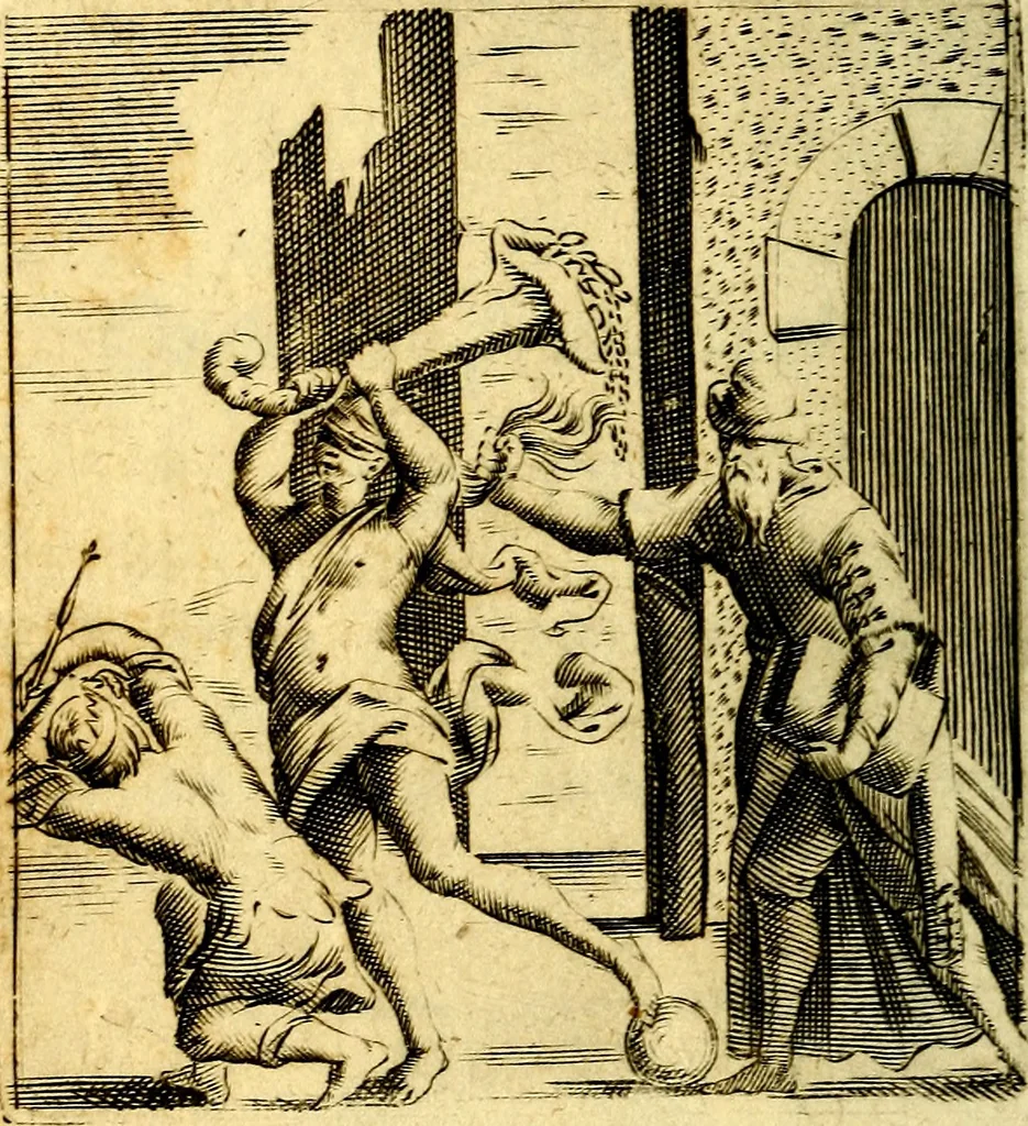 An illustration from Io: Francisci Bonomij Bononiensis Chiron Achillis, siue, Nauarchus humanæ uitæ : morali emblemate geminato ad felicitatis portum perducens, 1661, leaf 343