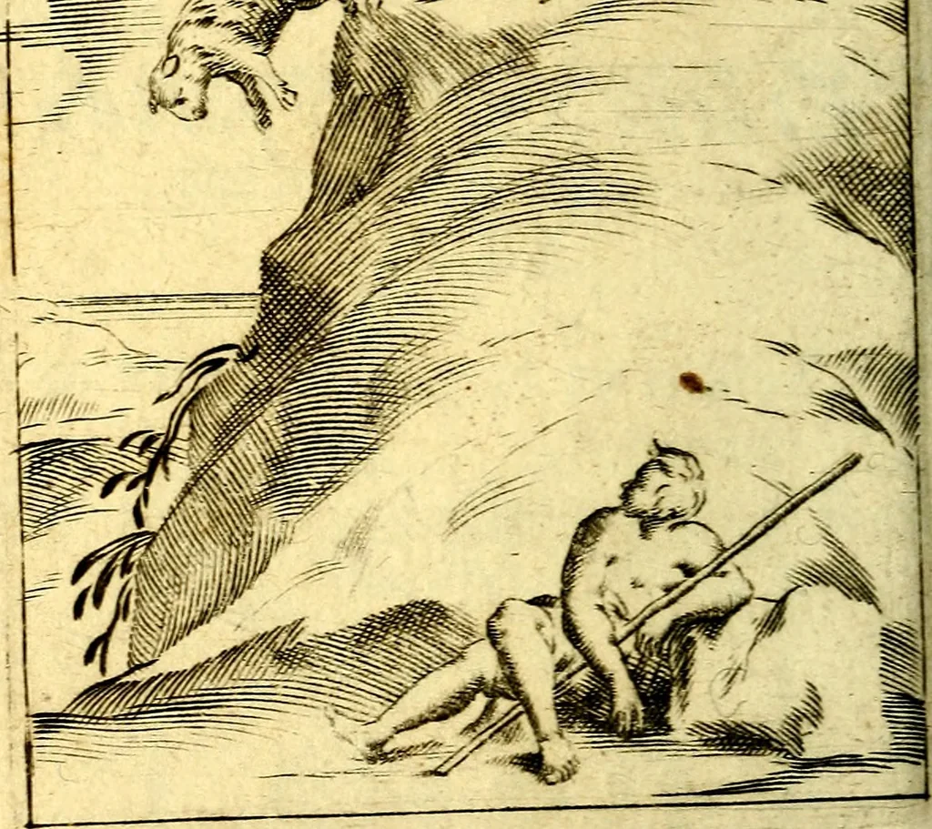 An illustration from Io: Francisci Bonomij Bononiensis Chiron Achillis, siue, Nauarchus humanæ uitæ : morali emblemate geminato ad felicitatis portum perducens, 1661, leaf 385