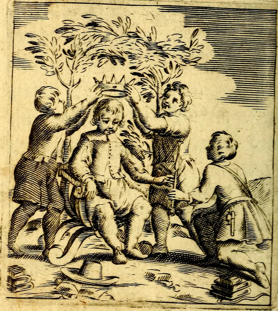An illustration from Io: Francisci Bonomij Bononiensis Chiron Achillis, siue, Nauarchus humanæ uitæ : morali emblemate geminato ad felicitatis portum perducens, 1661, leaf 415
