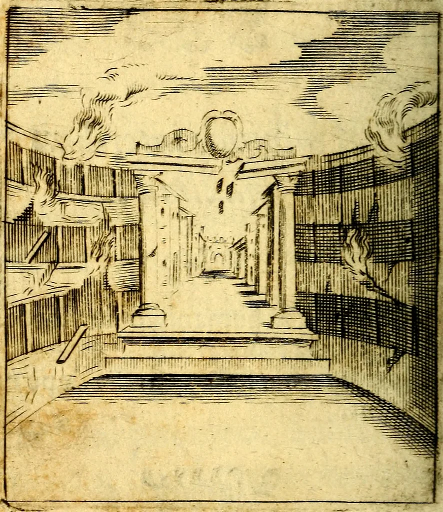 An illustration from Io: Francisci Bonomij Bononiensis Chiron Achillis, siue, Nauarchus humanæ uitæ : morali emblemate geminato ad felicitatis portum perducens, 1661, leaf 421