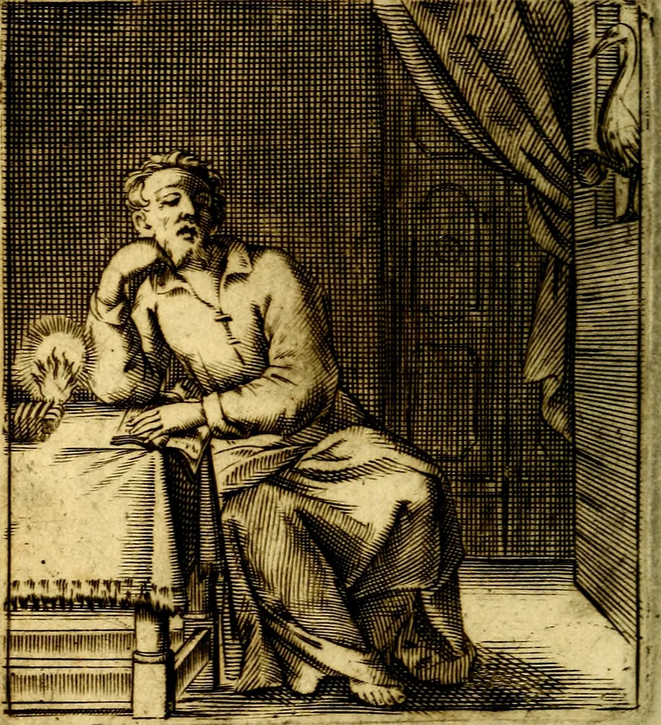 An illustration from Io: Francisci Bonomij Bononiensis Chiron Achillis, siue, Nauarchus humanæ uitæ : morali emblemate geminato ad felicitatis portum perducens, 1661, leaf 57
