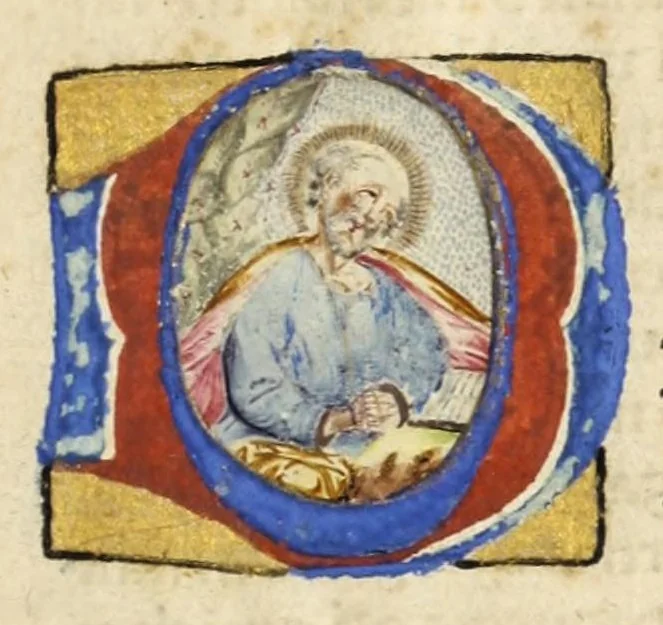 An illustration from Iohannis Bocacii de Cercaldis historiographi prologus in libros De casibus virorum illustrium incipit, leaf 7