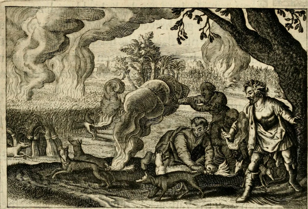 An illustration from Iohannis de Brunes I.C. Emblemata, of, Zinne-werck : voorghestelt in beelden, ghedichten en breeder uijt-legginghen, tot uijt-druckinghe en verbeteringhe van verscheijden feijlen onser eeuwe, 1624, leaf 132