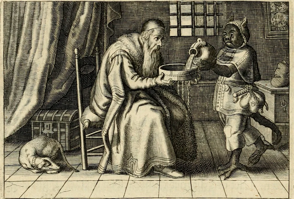 An illustration from Iohannis de Brunes I.C. Emblemata, of, Zinne-werck : voorghestelt in beelden, ghedichten en breeder uijt-legginghen, tot uijt-druckinghe en verbeteringhe van verscheijden feijlen onser eeuwe, 1624, leaf 141