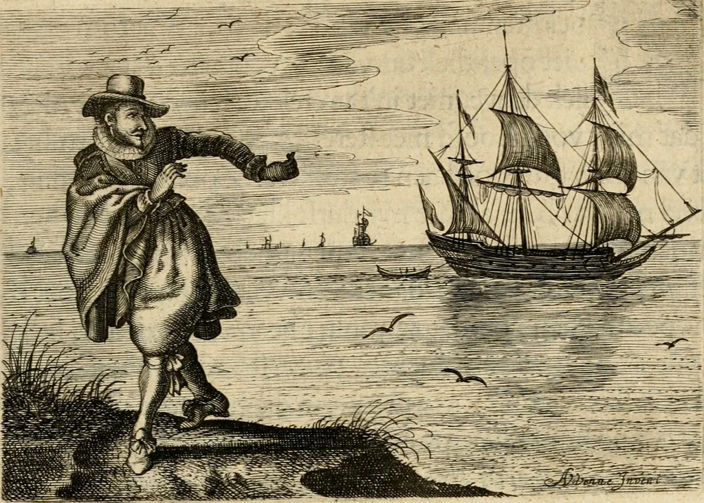 An illustration from Iohannis de Brunes I.C. Emblemata, of, Zinne-werck : voorghestelt in beelden, ghedichten en breeder uijt-legginghen, tot uijt-druckinghe en verbeteringhe van verscheijden feijlen onser eeuwe, 1624, leaf 302