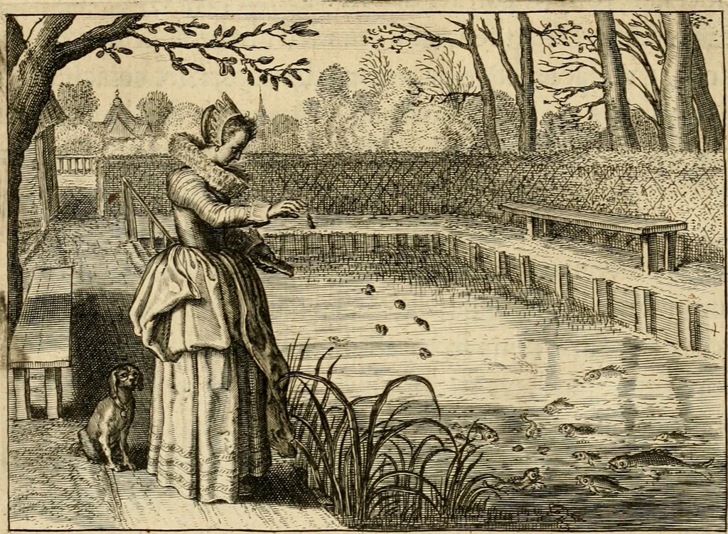 An illustration from Iohannis de Brunes I.C. Emblemata, of, Zinne-werck : voorghestelt in beelden, ghedichten en breeder uijt-legginghen, tot uijt-druckinghe en verbeteringhe van verscheijden feijlen onser eeuwe, 1624, leaf 317