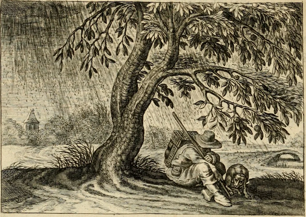 An illustration from Iohannis de Brunes I.C. Emblemata, of, Zinne-werck : voorghestelt in beelden, ghedichten en breeder uijt-legginghen, tot uijt-druckinghe en verbeteringhe van verscheijden feijlen onser eeuwe, 1624, leaf 323