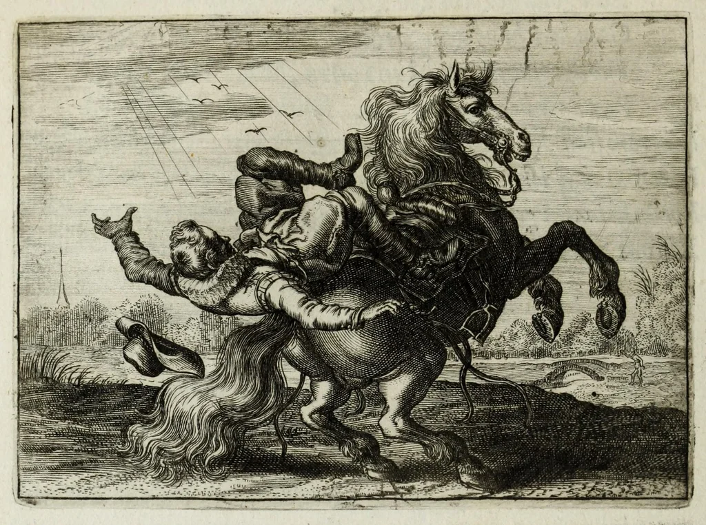 An illustration from Iohannis de Brunes I.C. Emblemata of zinne-werck : voorghestelt in beelden, ghedichten, en breeder uijt-legginghen, tot uijt-druckinghe en verbeteringhe van verscheijden feijlen onser eeuwe, 1661, leaf 150