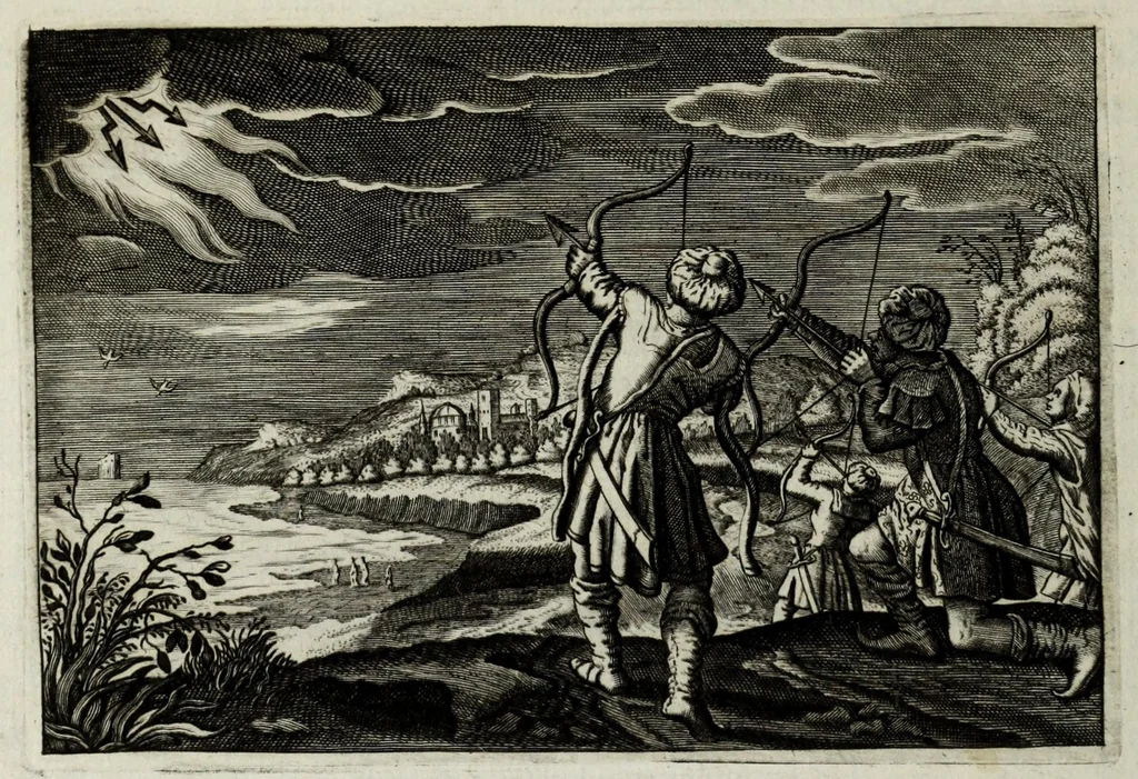 An illustration from Iohannis de Brunes I.C. Emblemata of zinne-werck : voorghestelt in beelden, ghedichten, en breeder uijt-legginghen, tot uijt-druckinghe en verbeteringhe van verscheijden feijlen onser eeuwe, 1661, leaf 196