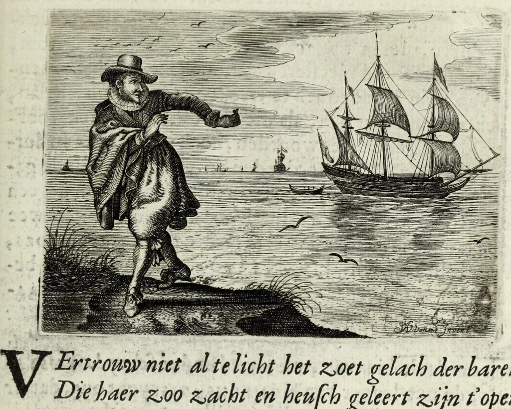 An illustration from Iohannis de Brunes I.C. Emblemata of zinne-werck : voorghestelt in beelden, ghedichten, en breeder uijt-legginghen, tot uijt-druckinghe en verbeteringhe van verscheijden feijlen onser eeuwe, 1661, leaf 301