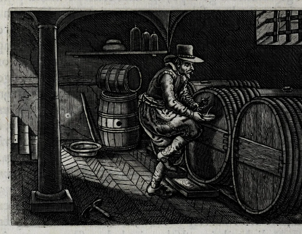 An illustration from Iohannis de Brunes I.C. Emblemata of zinne-werck : voorghestelt in beelden, ghedichten en breeder uijt-legginghen, tot uijt-druckinghe en verbeteringhe van verscheijden feijlen onser eeuwe, 1661, leaf 118