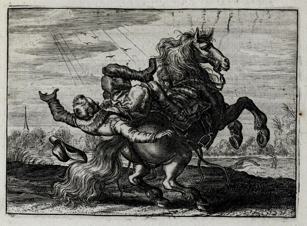 An illustration from Iohannis de Brunes I.C. Emblemata of zinne-werck : voorghestelt in beelden, ghedichten en breeder uijt-legginghen, tot uijt-druckinghe en verbeteringhe van verscheijden feijlen onser eeuwe, 1661, leaf 164
