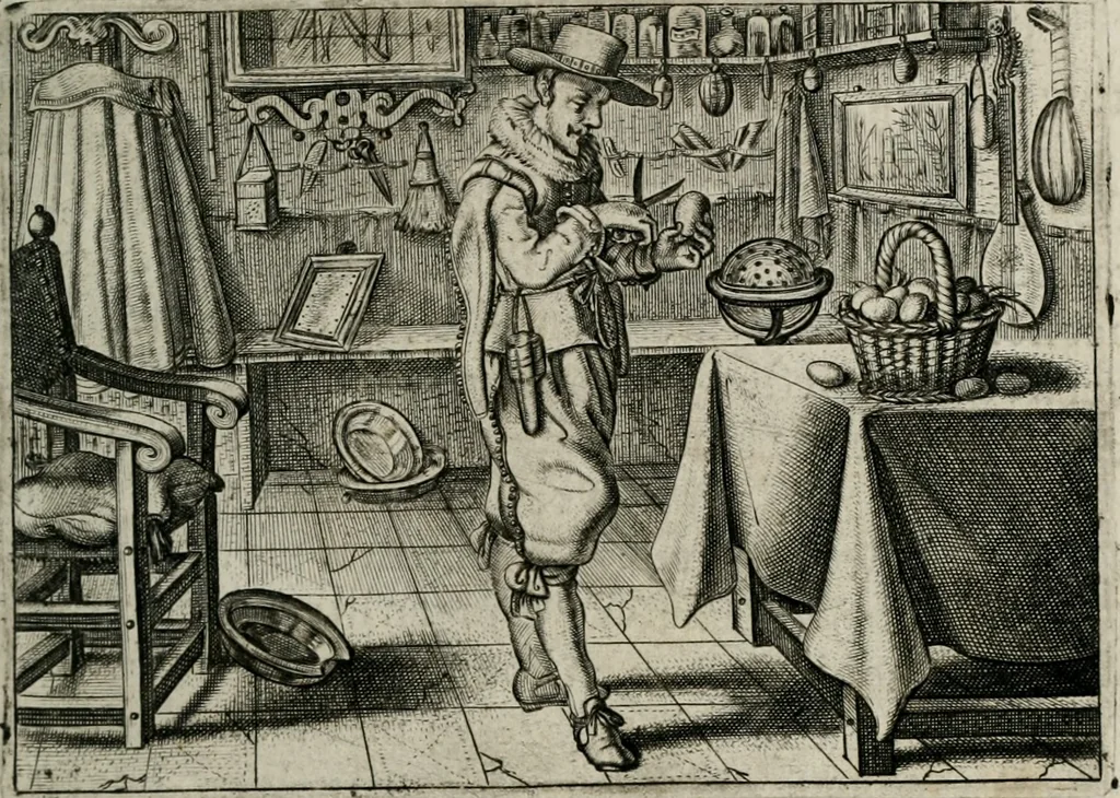 An illustration from Iohannis de Brunes I.C. Emblemata of Zinne-werck : vorghestelt, in beelden, ghedichten, en breeder uijt-legginghen, tot uijt-druckinghe, en verbeteringhe van verscheijden feijlen onser eeuwe, 1661, leaf 18