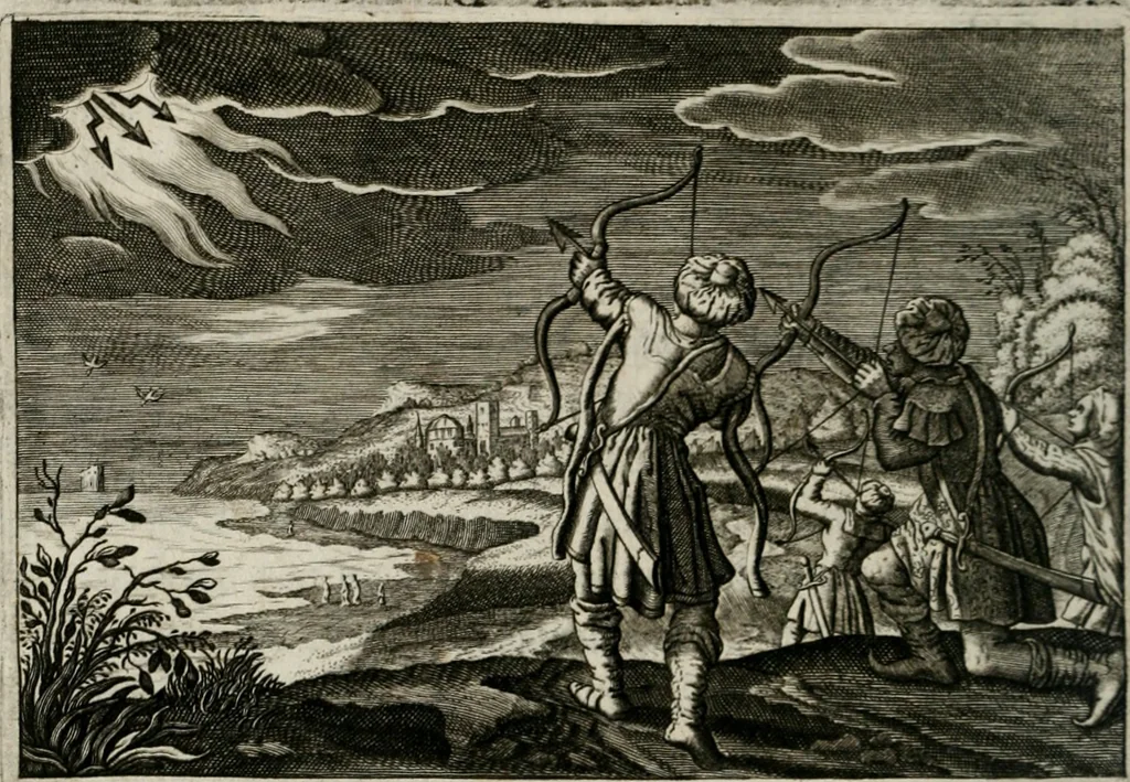 An illustration from Iohannis de Brunes I.C. Emblemata of Zinne-werck : vorghestelt, in beelden, ghedichten, en breeder uijt-legginghen, tot uijt-druckinghe, en verbeteringhe van verscheijden feijlen onser eeuwe, 1661, leaf 197