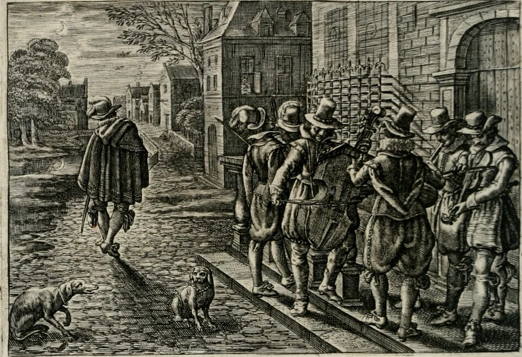 An illustration from Iohannis de Brunes I.C. Emblemata of Zinne-werck : vorghestelt, in beelden, ghedichten, en breeder uijt-legginghen, tot uijt-druckinghe, en verbeteringhe van verscheijden feijlen onser eeuwe, 1661, leaf 221