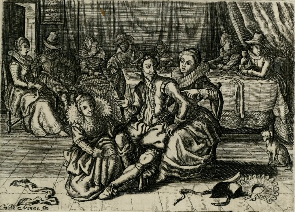 An illustration from Iohannis de Brunes I.C. Emblemata of Zinne-werck : vorghestelt, in beelden, ghedichten, en breeder uijt-legginghen, tot uijt-druckinghe, en verbeteringhe van verscheijden feijlen onser eeuwe, 1661, leaf 230