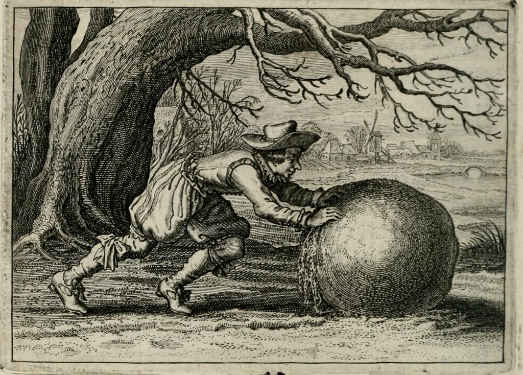 An illustration from Iohannis de Brunes I.C. Emblemata of Zinne-werck : vorghestelt, in beelden, ghedichten, en breeder uijt-legginghen, tot uijt-druckinghe, en verbeteringhe van verscheijden feijlen onser eeuwe, 1661, leaf 239