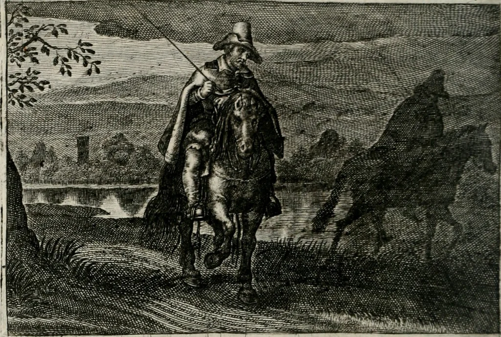 An illustration from Iohannis de Brunes I.C. Emblemata of Zinne-werck : vorghestelt, in beelden, ghedichten, en breeder uijt-legginghen, tot uijt-druckinghe, en verbeteringhe van verscheijden feijlen onser eeuwe, 1661, leaf 255