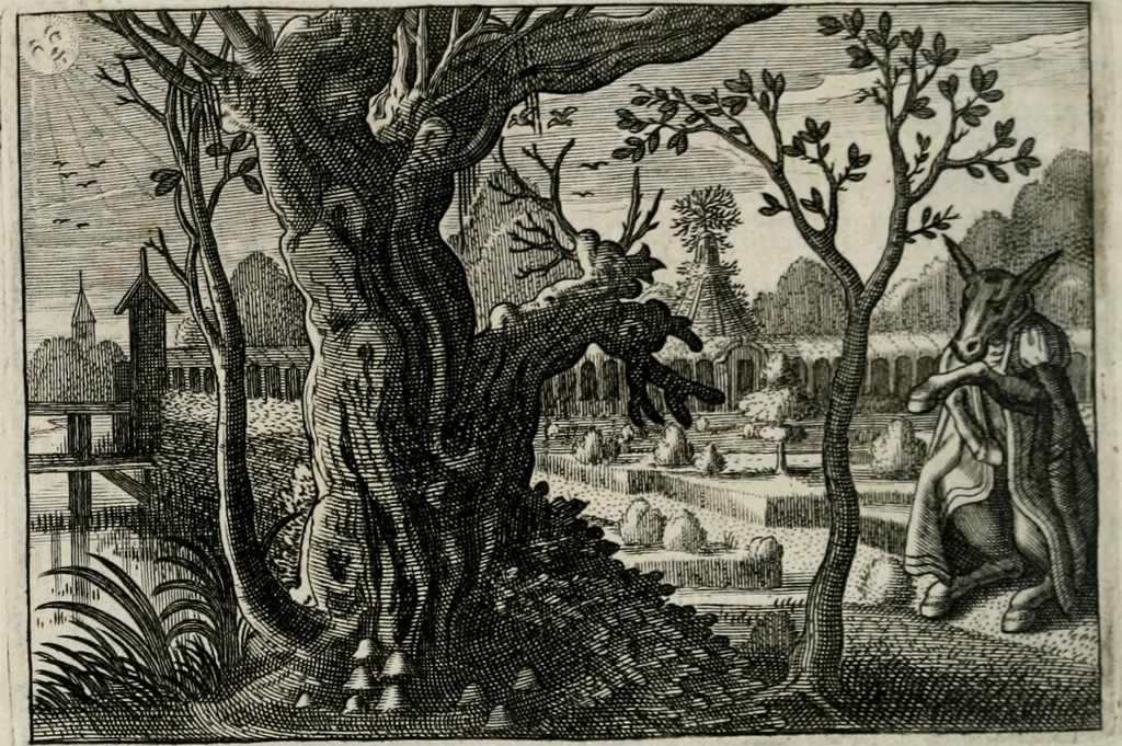 An illustration from Iohannis de Brunes I.C. Emblemata of Zinne-werck : vorghestelt, in beelden, ghedichten, en breeder uijt-legginghen, tot uijt-druckinghe, en verbeteringhe van verscheijden feijlen onser eeuwe, 1661, leaf 285