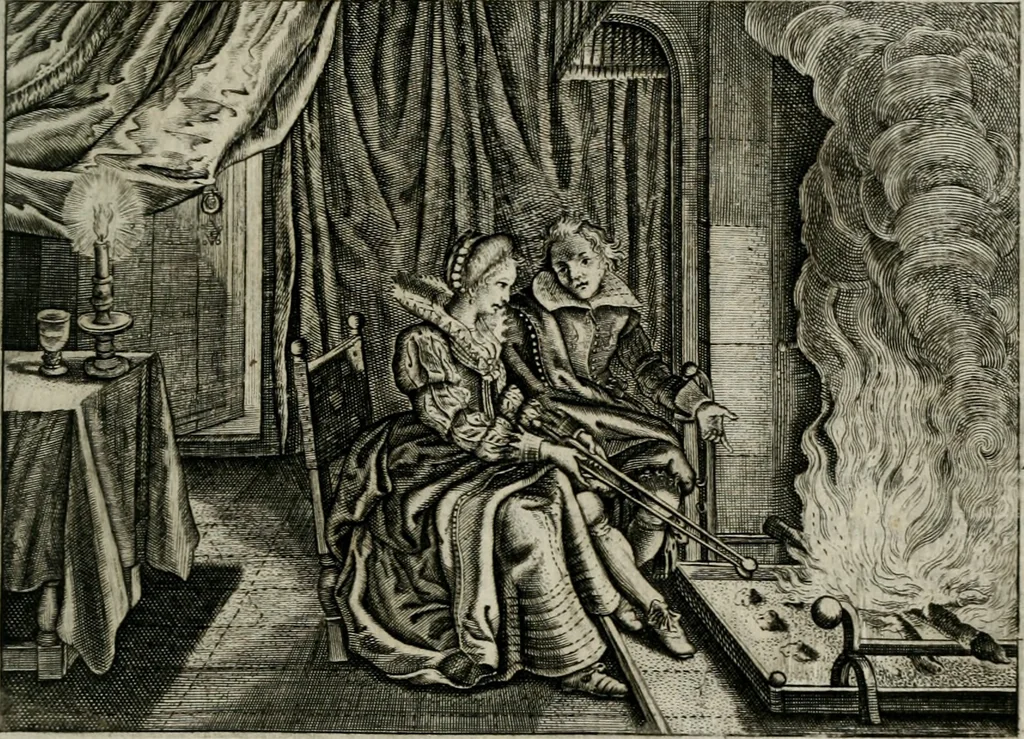 An illustration from Iohannis de Brunes I.C. Emblemata of Zinne-werck : vorghestelt, in beelden, ghedichten, en breeder uijt-legginghen, tot uijt-druckinghe, en verbeteringhe van verscheijden feijlen onser eeuwe, 1661, leaf 356